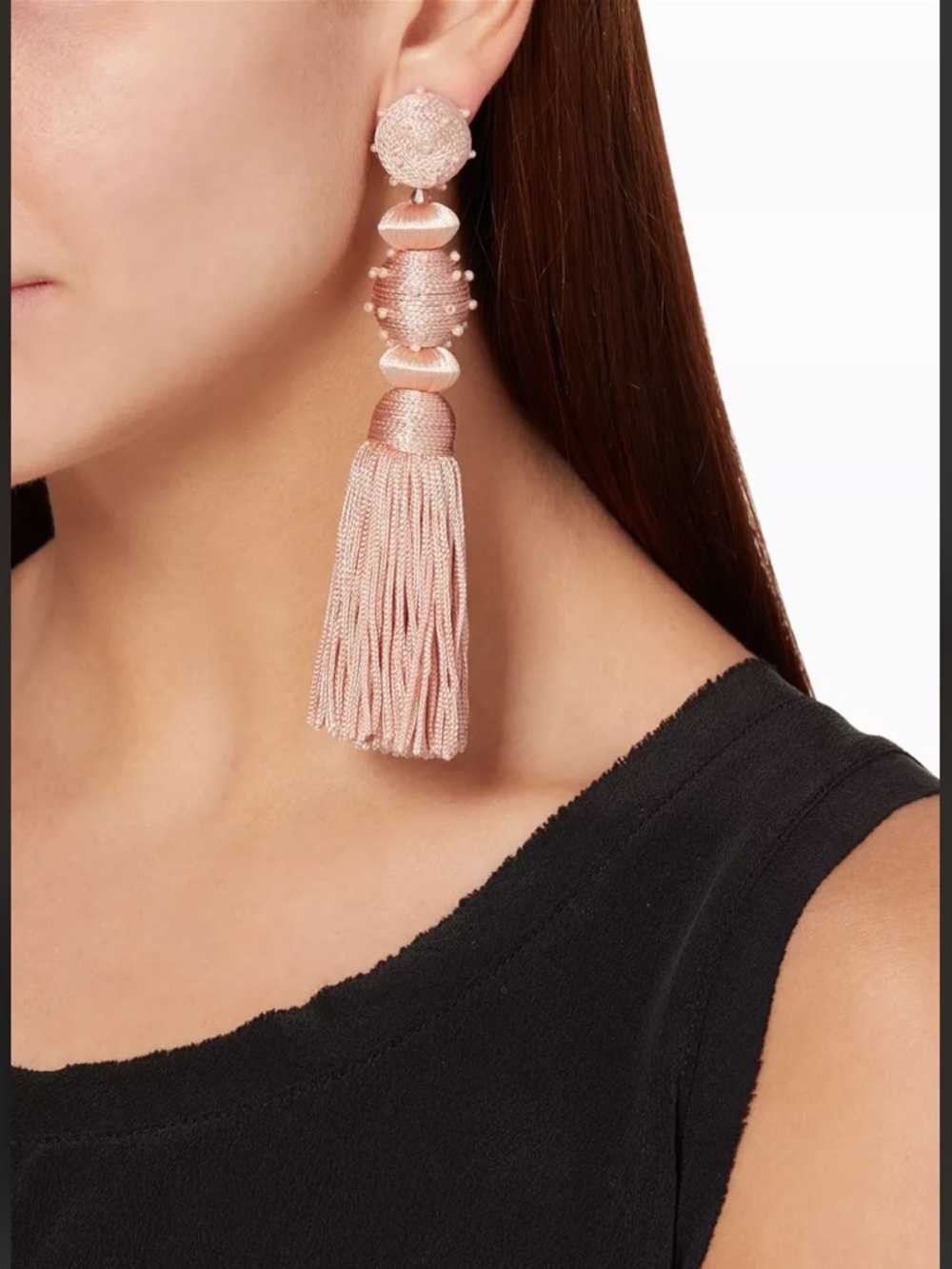 Oscar de la Renta Pink Dot Ball Tassel Earrings - Picture 9 of 16